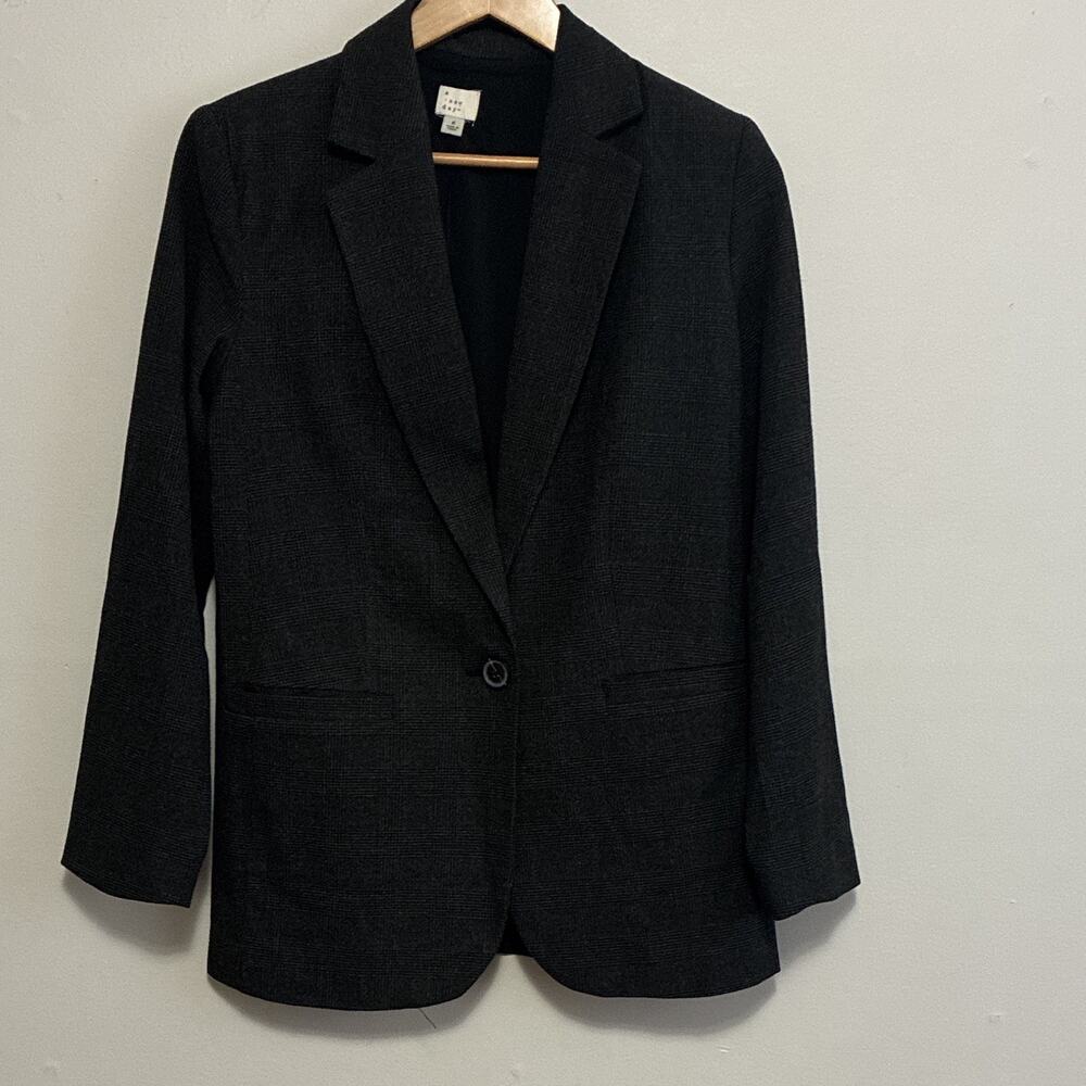 A New Day Charcoal Gray Single Button Blazer Jacket Business Classic Size S